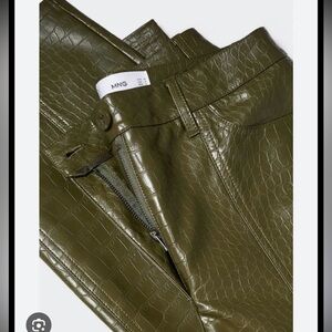 Mango Women Croc-Textured Faux-Leather Straight Fit Trousers. Size US6